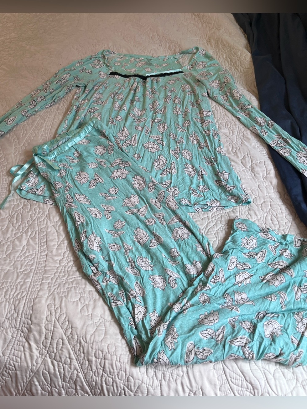 Apt. 9 Mint Floral Long Sleeve Pajama Set
